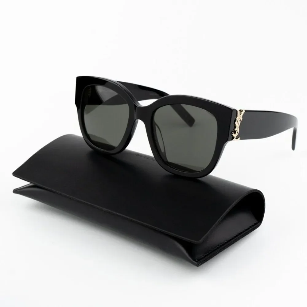 NEW Saint Laurent  SLM95/F 001 Black Grey Oversized Cat Eye Women Sunglasses